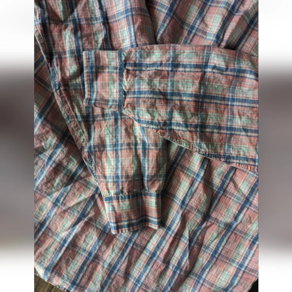 Southern Tide Mens Classic Fit XL Orange & Blue Plaid Button Down Long Sleeve. - Picture 11 of 12